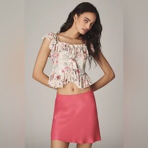 Anthropologie Tilda Barbie Pink Bias-Cut Mini Slip Skirt NWT Size XL
